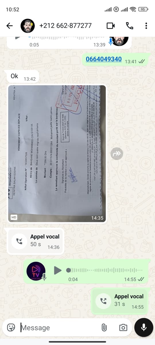 Client Maroc – Reçu Wafacash